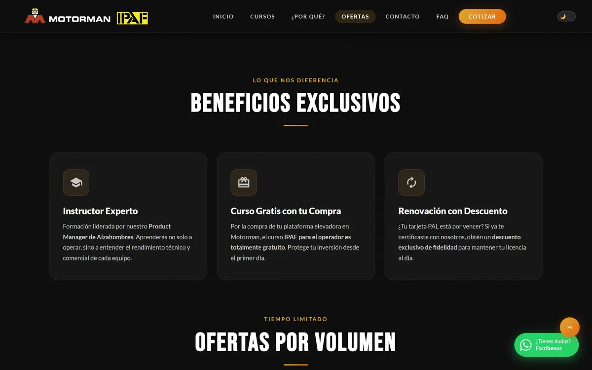 Beneficios y ofertas por volumen de los cursos IPAF